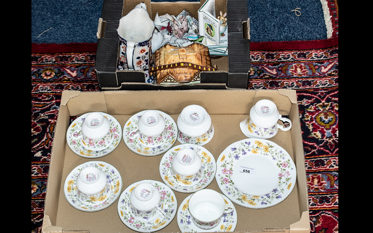 Elizabethan Staffordshire 'Sheringham' England Bone China Hand Decorated Tea Set - comprises six