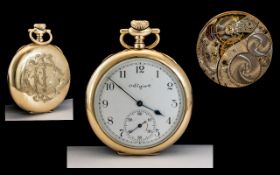 Elgin National Watch Co Top Quality Gold Filled - 15 Jewell's Keyless Open Faced Pocket Watch. c.