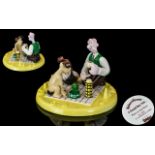 Coalport - Wallace and Gromit Ltd and Numbered Edition Hand Painted Porcelain Figure ' Picnic on