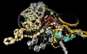 Collection of Costume Jewellery, comprising shell and bead necklaces, faux pearls, stone set,