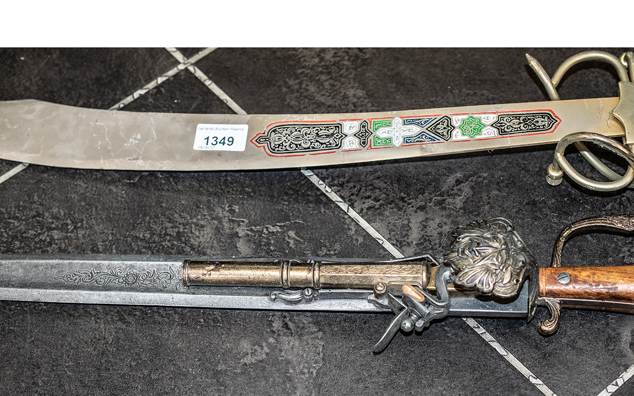 Simitarra Decorative Sword along with a decorative sword with old pistol inbuilt. - Image 2 of 2