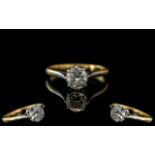 18ct Gold and Platinum Single Stone Diamond Set Ring,