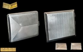 Art Deco Period 2 Stylish Sterling Silver Cigarette Cases of rectangular form with gilt interiors.