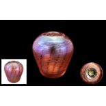 John Ditchfield Signed Small Glass Vase of Ovoid Form, With Ruby Red Colour way.