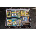 Large Box of Cassette Games for Atari Consoles, including Grand Prix, Spooky Castle,