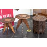 A Collection of Three Antique Carved Hardwood Burmese Tables with floral decoration throughout