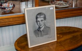 Sketch of a Young Boy, signed and dated, framed and glazed, overall size measures 21" x 17".