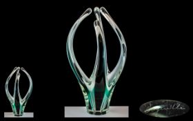 Paul Kedelv Flygsfors Coquille Crystal Art Sculpture Vase Scandinavian Glass, dated 1959,