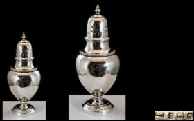 Early 20th Century - Large / Impressive Sterling Silver Sugar Sifter of Bulbous Form.