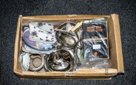 Mixed Lot of Collectibles, comprising plated ware lidded dish, footed bowl, tripod stand,