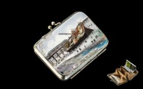 Blackpool Foudroyant Interest (Blackpool Ship Wreck HMS) Tourist Purse with enamel front depicting