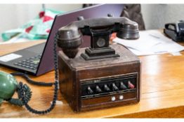 Vintage 1930s/1940s Dictograph Telephone System. Wood and Bakelite. Still retains original