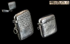 Edwardian Period 1902 - 1910 Pair of Sterling Silver Vesta Cases.