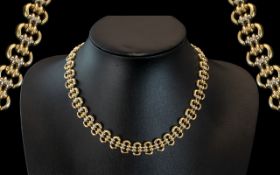 9ct Gold - Superior Quality 2 Tone Gold Necklace with Excellent Design and Clasp.