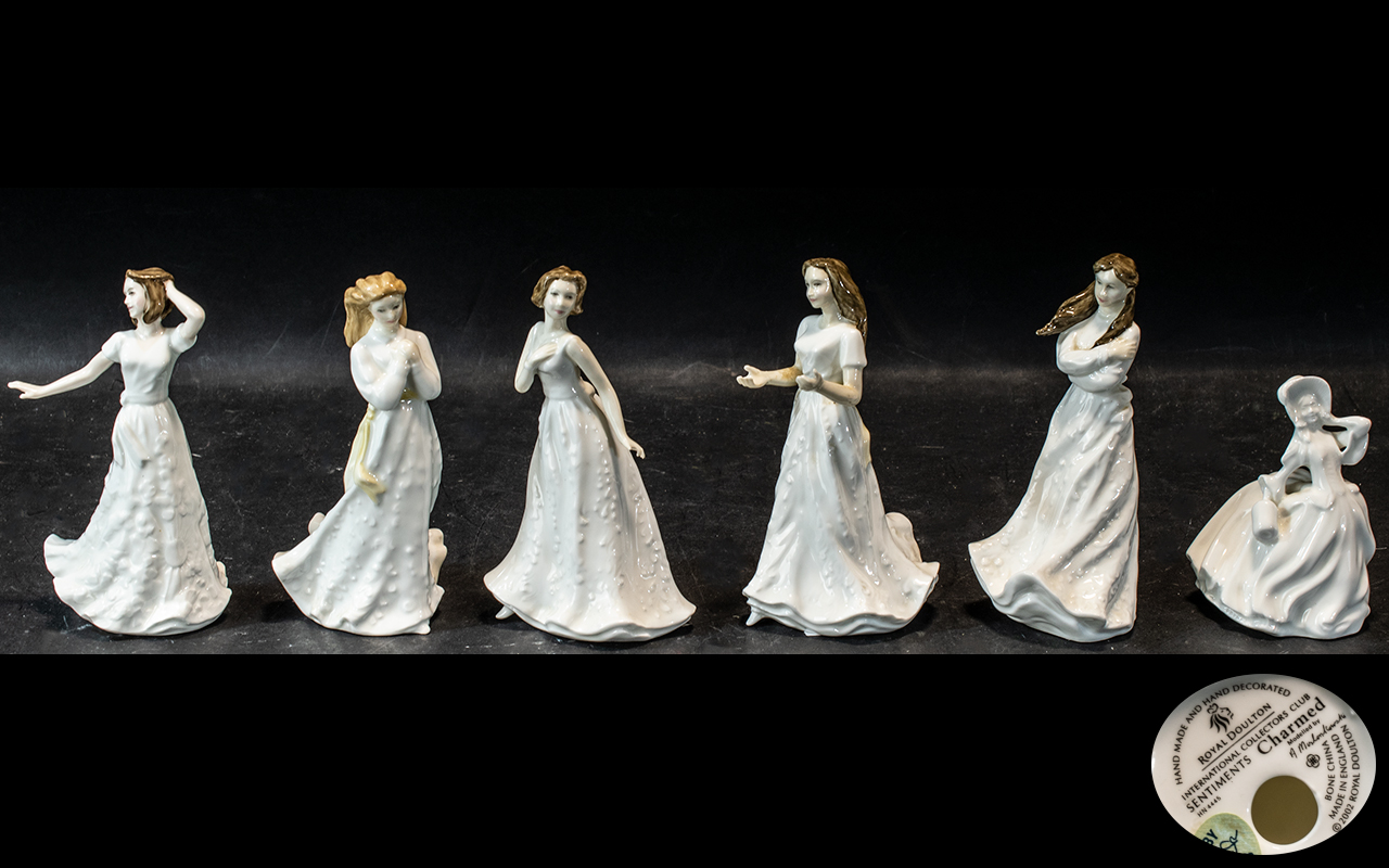 A Collection of Royal Doulton Figures (6) in total. To include Cherish, with fault to hand.