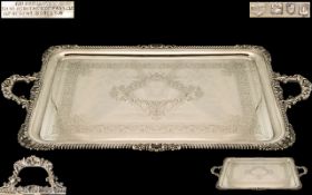 Goldsmiths and Silversmiths Company - Superb Quality and Large Heavy Twin Handle Gallery Tray with