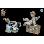 Lladro - Hand Painted Porcelain Figure ' Bashful Bather ' Model No 5455. Sculpture Juan Huerta.