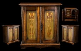 Art Nouveau - Pleasing Light Oak Smokers Cabinet,