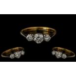 18ct White Gold and Platinum 3 Stone Diamond Set Ring. c.1920's. Marked Platinum and 18ct to