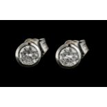 Ladies Fine Pair of 18ct White Gold Diamond Stud Earrings the diamonds of excellent colour and