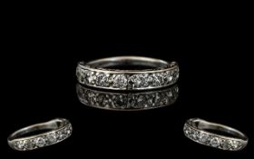 18ct White Gold Superb Diamond Set Half Eternity Ring. Full Hallmark to Interior of Shank.