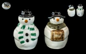 Wade Pair of Snowman Figural Salt and Pepper Pots. 1st Quality and Mint Condition with Box.