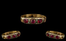 Antique Period Attractive 18ct Gold Ruby and Diamond Set Ring with full hallmark for Chester, 18ct,