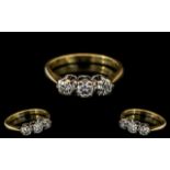 18ct Gold 3 Stone Diamond Ring set with round modern brilliant cut diamonds, estimated diamond