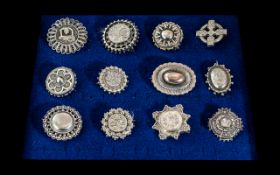 A Fine Collection of Antique and Early 20th Century Sterling Silver Brooches, Some Signed,