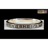 Antique Russian Silver Bangle with etched design, black enamel decoration, hallmarked 84 with St