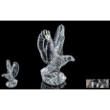 Waterford - Signed and Early Cut Crystal Figure of An Eagle Perched on a Rocky Crag.