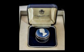 Wedgwood Sterling Silver Decorated Cameo Mini Box Portrait of HM Queen for the silver Jubilee