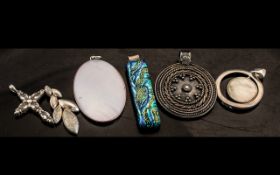Collection of Silver Pendants, comprising six large silver pendants, all marked for silver, good