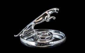 A Chrome Jaguar Car Mascot Dealer's Ashtray. Diameter 7".