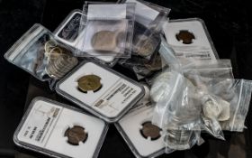 Collection of Coins to include five NGC slabbed coins, 1967 quarter dollar, 1965 one cent,