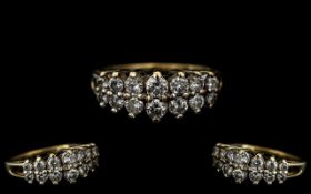 Ladies 14ct Gold - Superb Double Channel Diamond Set Ring of Pleasing Design. Marked 14ct to