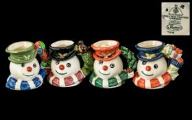 Four Royal Doulton Limited Edition Miniature Snowmen Jugs, Christmas Cracker Snowman, 05924,