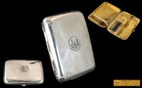 Edwardian Period 1902 - 1910 Sterling Silver Combination Sovereign / Vesta Cigarette Case with Gilt