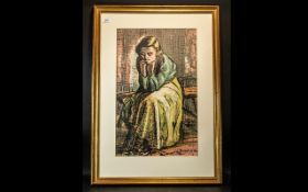 J W Bramham Pastel, Depicting A Female Figure, 22" x 14", mounted, framed and glazed,