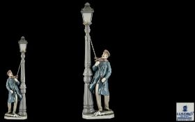 Lladro Hand Painted Porcelain Figure of Large Proportions ' Lamp Lighter ' Model No 5205.