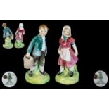 Royal Doulton Fine Pair of Hand Painted Figures ' Jack & Jill ' HN2060 - HN2061. Designer L.