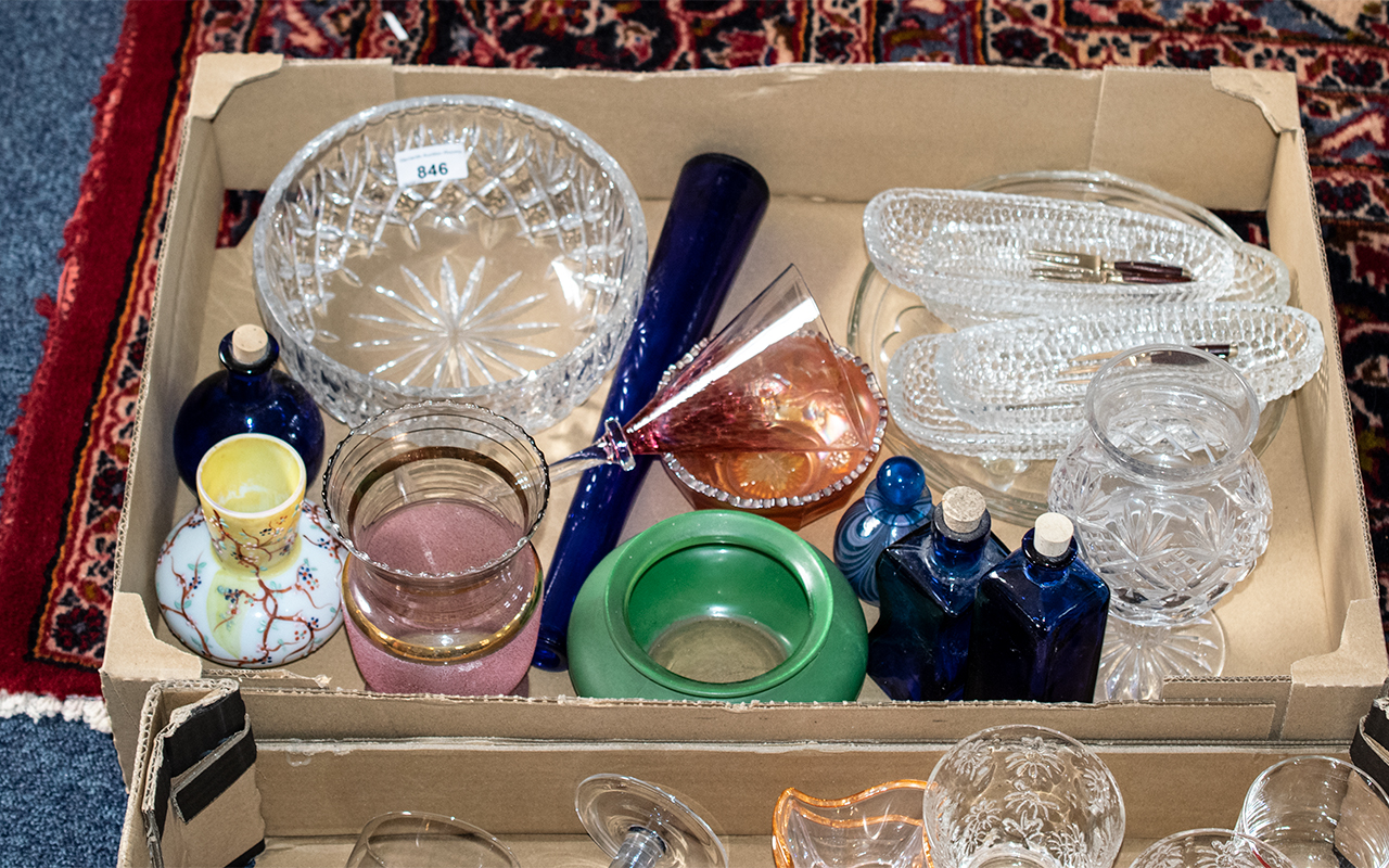 Quantity of Assorted Glass Items, comprising a cut glass fruit bowl, cake plate, - Image 2 of 2