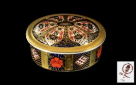 A Royal Crown Derby 1128 Old Imari Dish and Cover 3.25 by 2.25 inches.