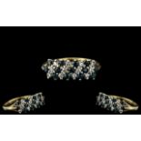 Ladies Attractive 9ct Gold Diamond and Sapphire Set Ring,