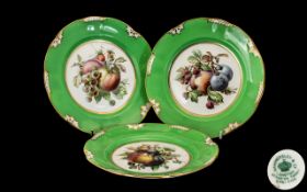 Hammersley and Co Early Trio of Fine Quality Handpainted Cabinet Plates each decorated with fallen