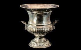 A Campana Shaped Silver Plate Ice Bucket height 10 inches.