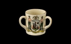 Miner's Interest - Scotland, a miniature Edwardian three handled cup, decorated with the Bowhill