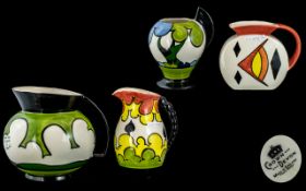 Crown Devon Collection of Four Hand Painted Jugs by Dorothy Ann.