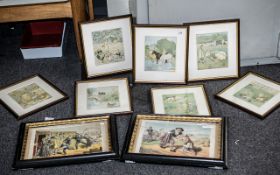 Collection of Seven Randolph Caldecott Children's Illustrations, all framed and glazed,