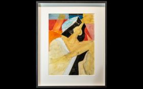 Adrian Heath (1920-1992) Works on Paper Image number 219 mounted and framed 15 1/2 x 11 1/2 inches.